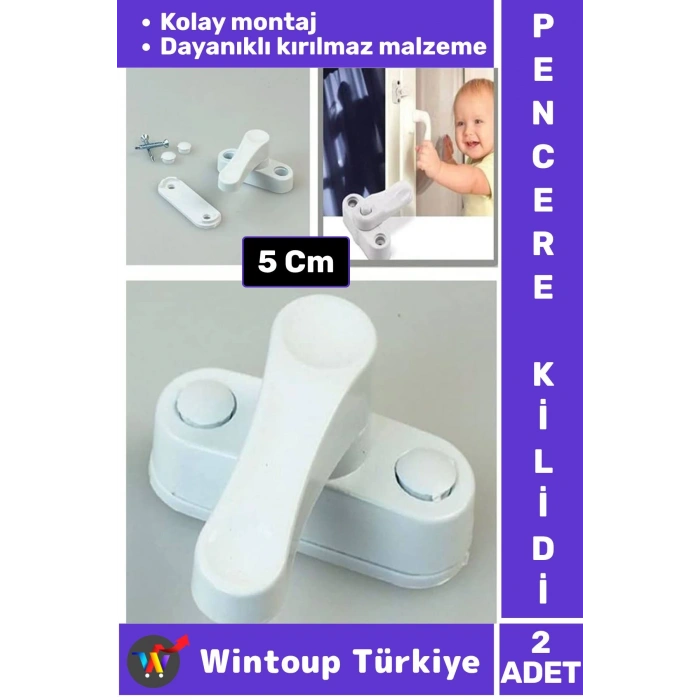 Premium Dayanıklı Güvenlik Çocuk Odası Bebek Odası PVC Pencere Kapı Kırılmaz Emniyet Kilidi 2 Adet