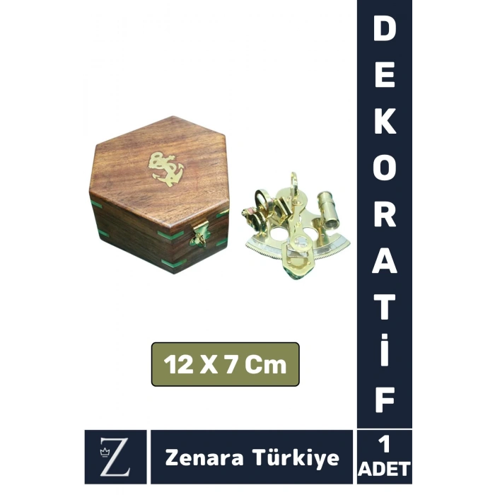 Premium Dekoratif Koleksiyon Erkek Arkadaş Sevgililer Günü Özel Hediyelik PİRİNÇ Ahşap Kutu SEKSTANT