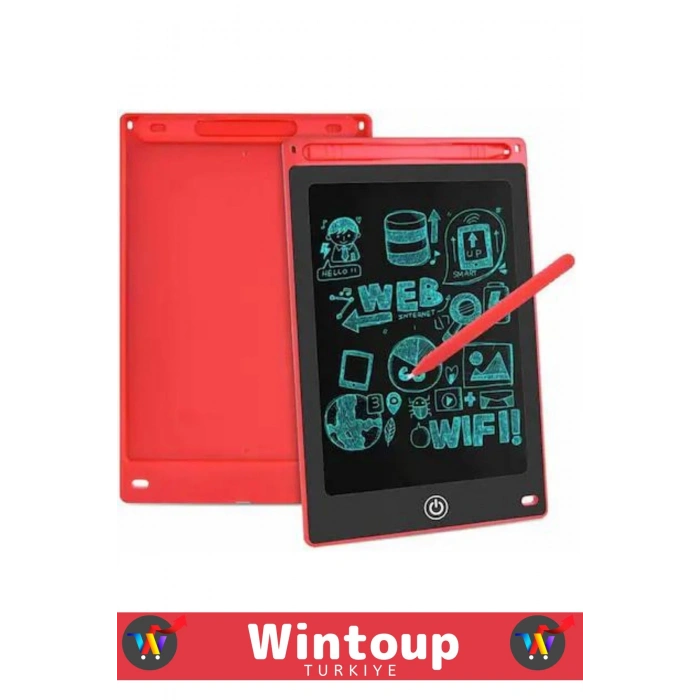 Premium Dijital Kalemli Çocuk Eğitim Tableti Grafik Ders Not Ödev Resim LCD Writing Tablet Kırmızı