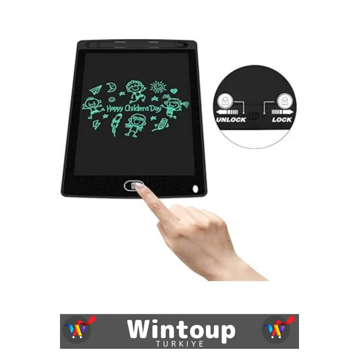 Premium Dijital Kalemli Çocuk Eğitim Tableti Grafik Ders Not Ödev Resim LCD Writing Tablet Siyah