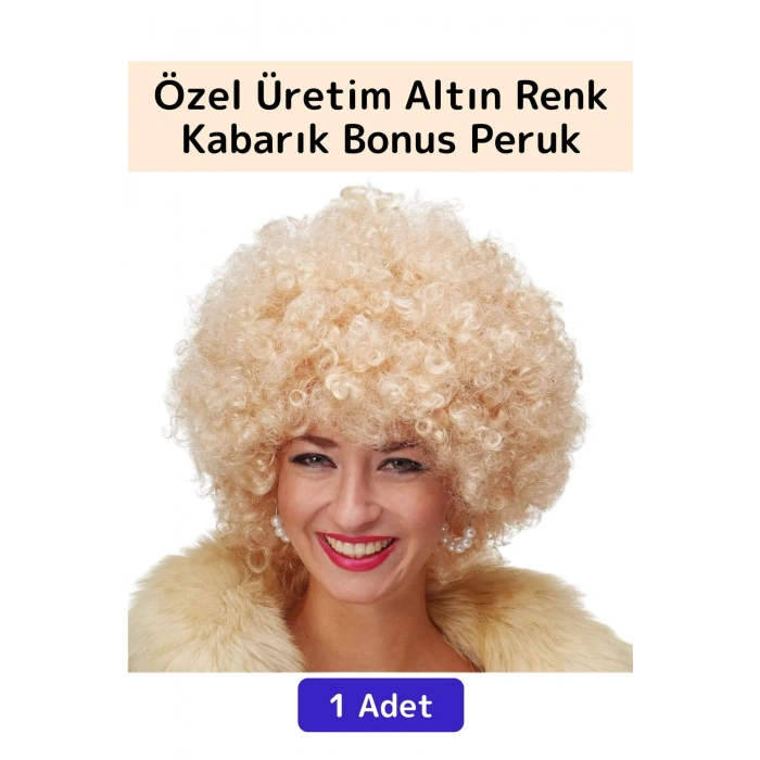 Premium Eğlence Etkinlik Kostüm Cadılar Bayramı Şık Kabarık Bonus Afro Kıvırcık Unisex Parti Peruğu