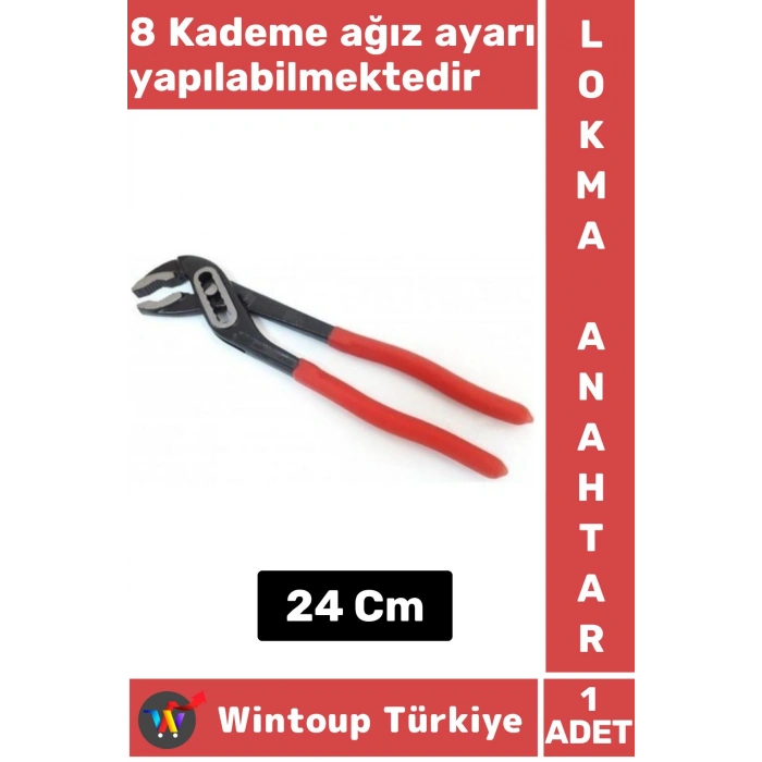 Premium Ergonomik 8 Kademe Ağız Ayarlı Fort Pense Boru Çeşme Musluk Anahtarı 24 Cm