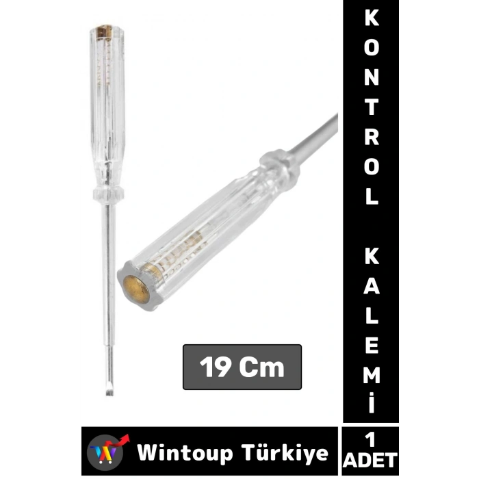 Premium Ergonomik Ev Atölye Tamirat Vidalama Düz Uçlu Kontrol Kalemi 19 Cm