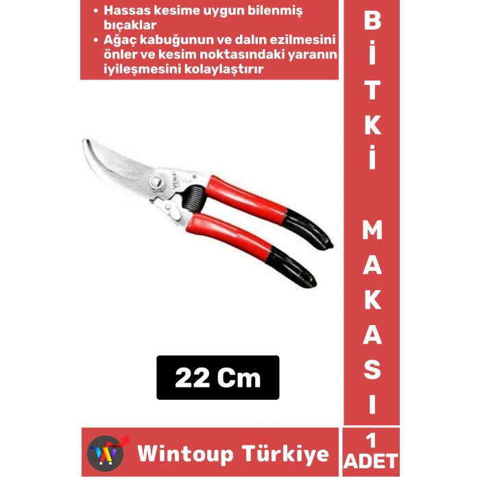 Premium Ergonomik Keskin Yaylı Ağaç Bitki Çiçek Bağ Budama Makası 22 Cm