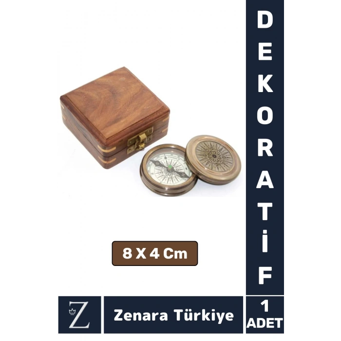 Premium Erkek Arkadaş Sevgili Özel Denizci Koleksiyon Hediyelik PİRİNÇ Ahşap Kutulu PUSULA