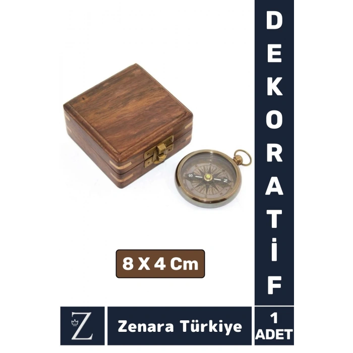 Premium Erkek Arkadaş Sevgili Özel Gün Koleksiyon Hediye Denizci Tema PİRİNÇ Ahşap Kutulu PUSULA