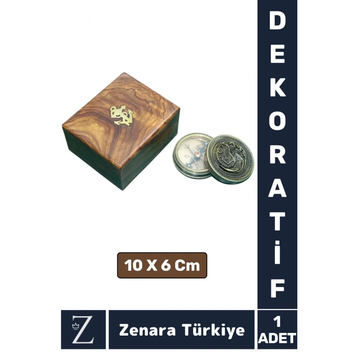 Premium Erkek Arkadaş Sevgili Özel Gün Koleksiyon Hediye Ev Ofis Denizci PİRİNÇ Ahşap Kutulu PUSULA