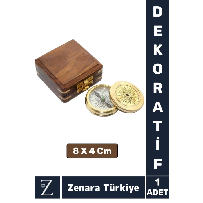 Premium Erkek Arkadaş Sevgili Özel Koleksiyon Denizci Temalı Hediyelik PİRİNÇ Ahşap Kutulu PUSULA