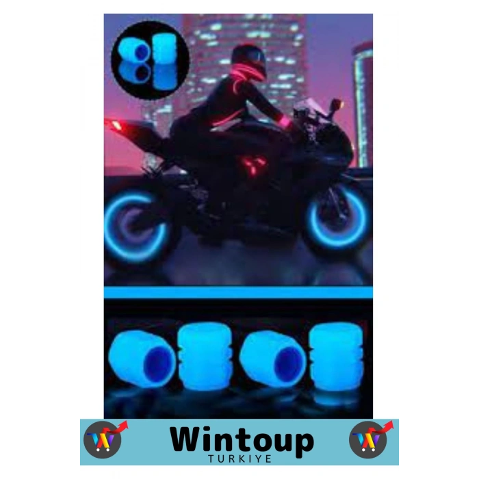 Premium Fosforlu Mavi Sibop Kapağı Otomobil Bisiklet Motosiklet, Minibüslerle Uyumlu 4lü