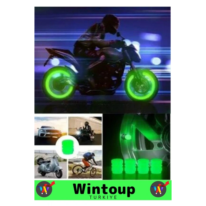 Premium Fosforlu Yeşil Sibop Kapağı Otomobil Bisiklet Motosiklet, Minibüslerle Uyumlu 8li