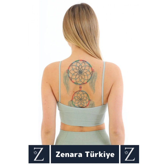 Premium Göğüs Toparlayan Sarkma Önleyen Gündelik Spor Kullanım İnce Askı Pedli Çizgili Crop Büstiyer