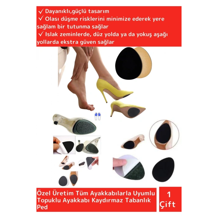 Premium Güçlü Düşme Kayma Önleyici Tüm Ayakkabılar İçin Kaymaz Topuk AltıTabanlık 1 Çift