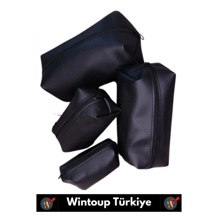 Premium Kaliteli Fermuarlı İç İçe Geçirilebilen 10/15/20/25 Cm 4lü Taşınabilir Makyaj Çantası Seti