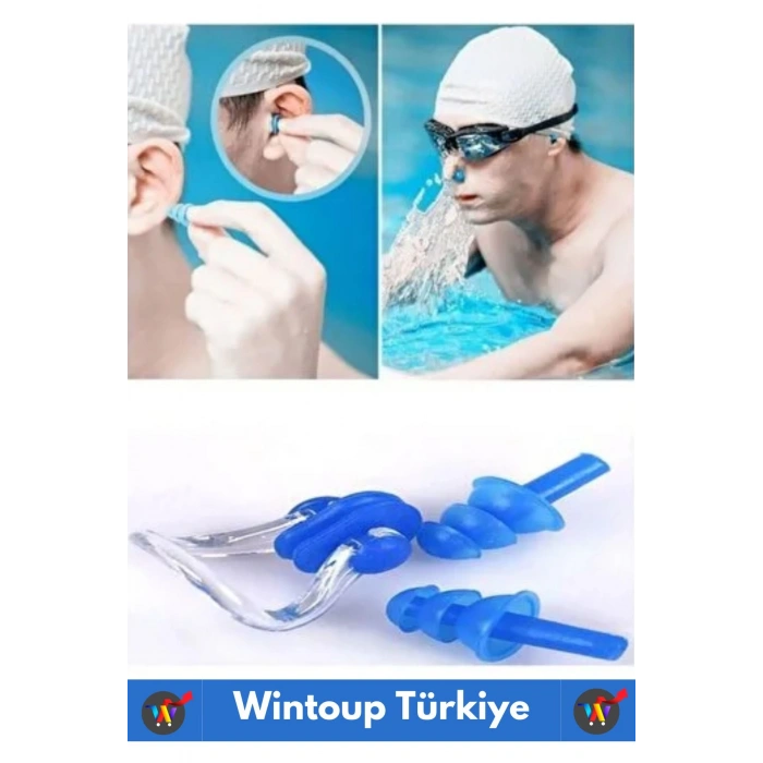 Premium Kaliteli Silikon Su Geçirmez Gürültü Önleyici Yıkanır Deniz Havuz Kulak Burun Tıkayıcı Set