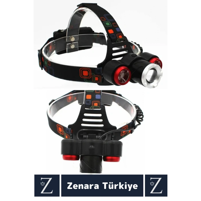 Premium Kamp Avcı Balıkçı Deprem 6000 Lümen Güçlü Işık 100-150 Metre 5 Modlu Kafa Lambası