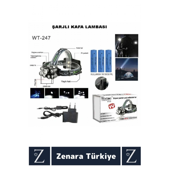 Premium Kamp Avcı Balıkçı Deprem Yüksek Mesafeli 250-400 Metre Net Işık 8 Mod Güçlü KAFA LAMBASI