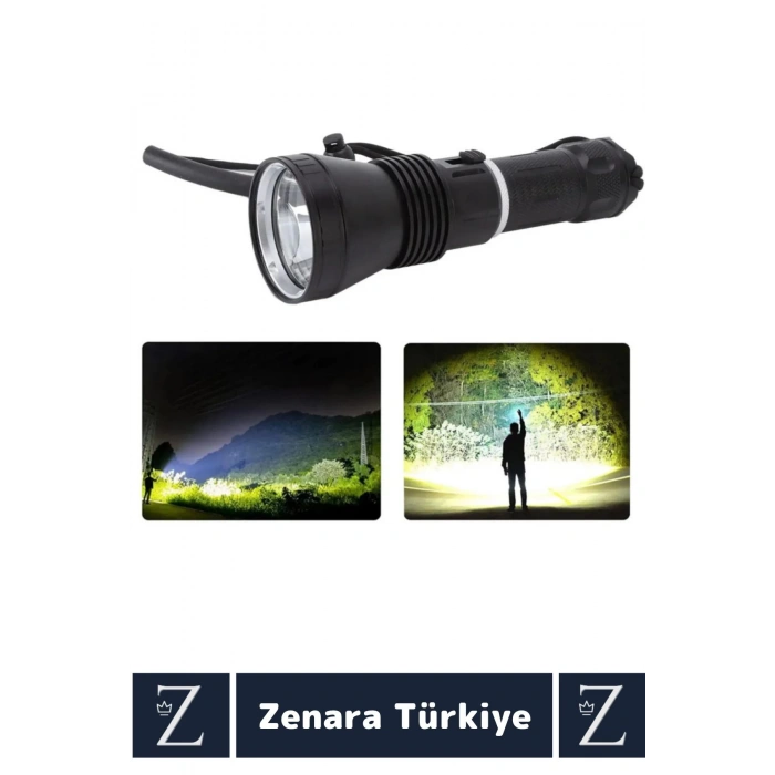 Premium Kamp Avcı Balıkçı Güvenlik Deprem Uzun Menzilli 1200 Lümen Güçlü Beyaz Işık Şarjlı El Feneri