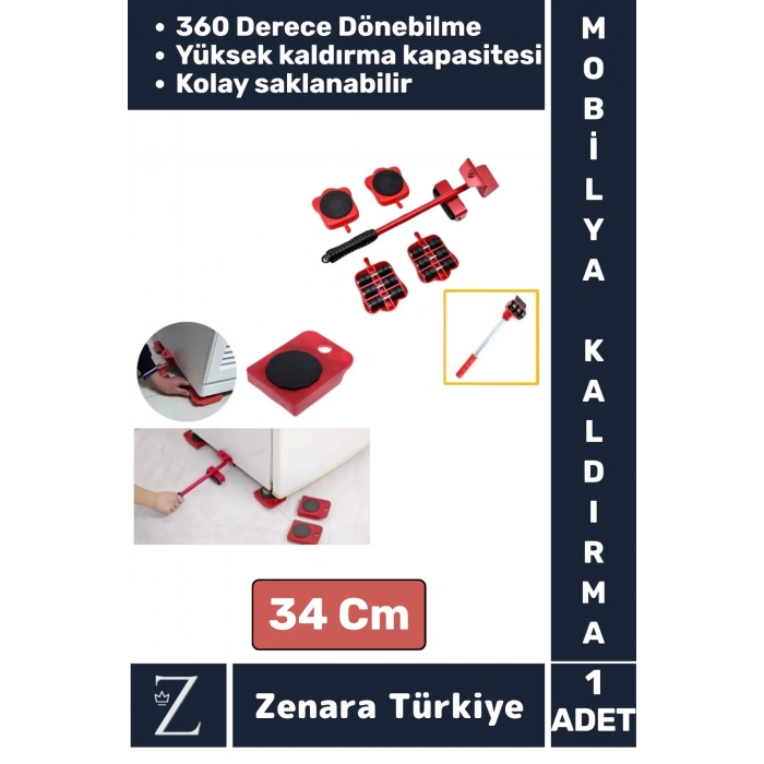 Premium Kompakt Abs Plastik Tekerlekli Beyaz Eşya Mobilya Kaydırma Aleti Aparatı Krikolu Seti