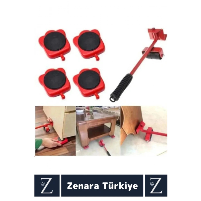 Premium Kompakt Abs Plastik Tekerlekli Beyaz Eşya Mobilya Kaydırma Aleti Aparatı Krikolu Seti
