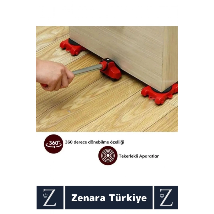 Premium Kompakt Abs Plastik Tekerlekli Beyaz Eşya Mobilya Kaydırma Aleti Aparatı Krikolu Seti