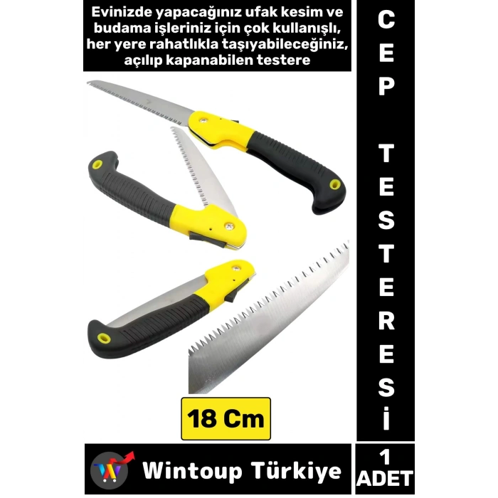 Premium Kompakt Çakı Tipi Katlanır Kamp Piknik Tamirat Kesme Çelik Cep Boy Budama Testeresi 18 Cm
