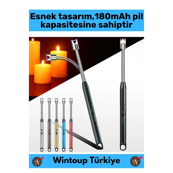 Premium Kompakt Esnek Rüzgara Yağmura Dayanıklı Outdoor Kamp Şarjlı Elektrikli Ocak Çakmağı