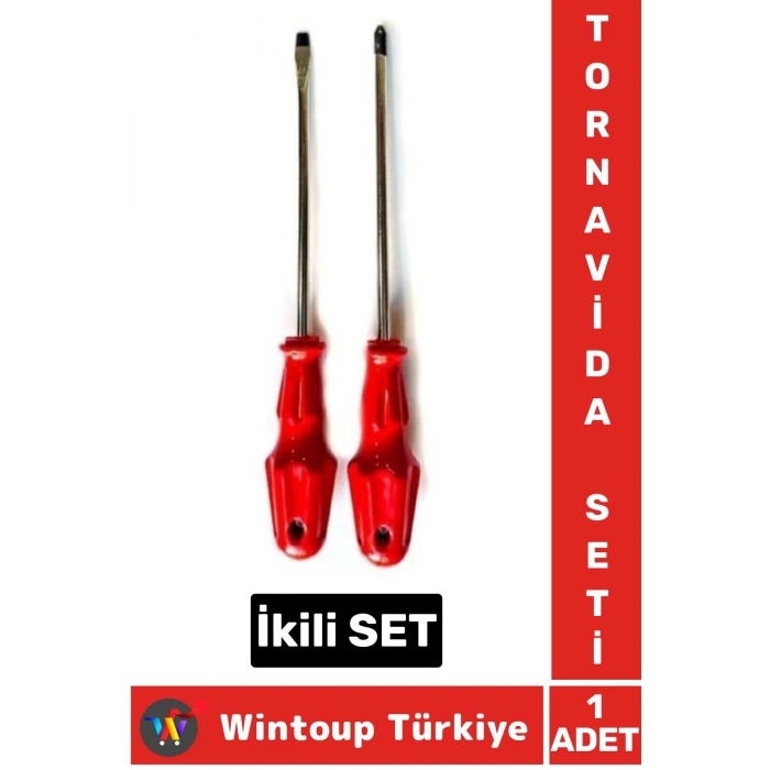 Premium Kompakt Ev Atölye Tamirat Vidalama Düz Yıldız Tornavida İkili Set