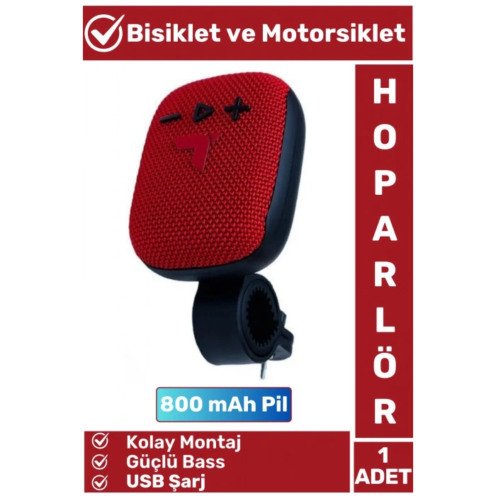 Premium Kompakt Kolay Montaj Güçlü Bass USB Şarjlı Bluetoothlu Motorsiklet Bisiklet Hoparlörü