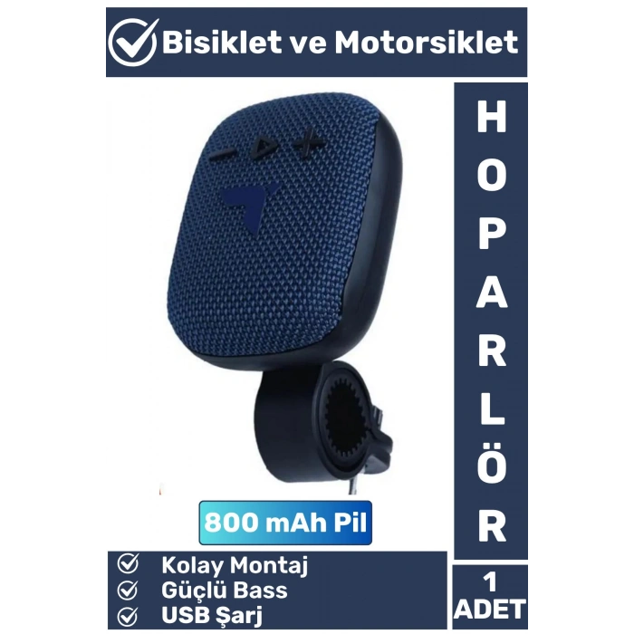 Premium Kompakt Kolay Montaj Güçlü Bass USB Şarjlı Bluetoothlu Motorsiklet Bisiklet Hoparlörü