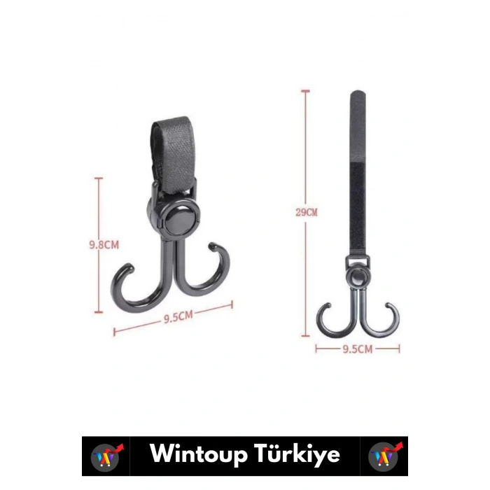 Premium Kompakt Poşet Taşıma Bisiklet Bebek Arabası Askısı Çok İşlevli Portatif Taşıma Kancası 4 Adt