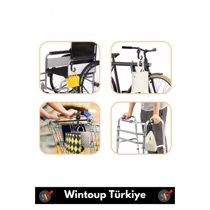 Premium Kompakt Poşet Taşıma Bisiklet Bebek Arabası Askısı Çok İşlevli Portatif Taşıma Kancası 2 Adt