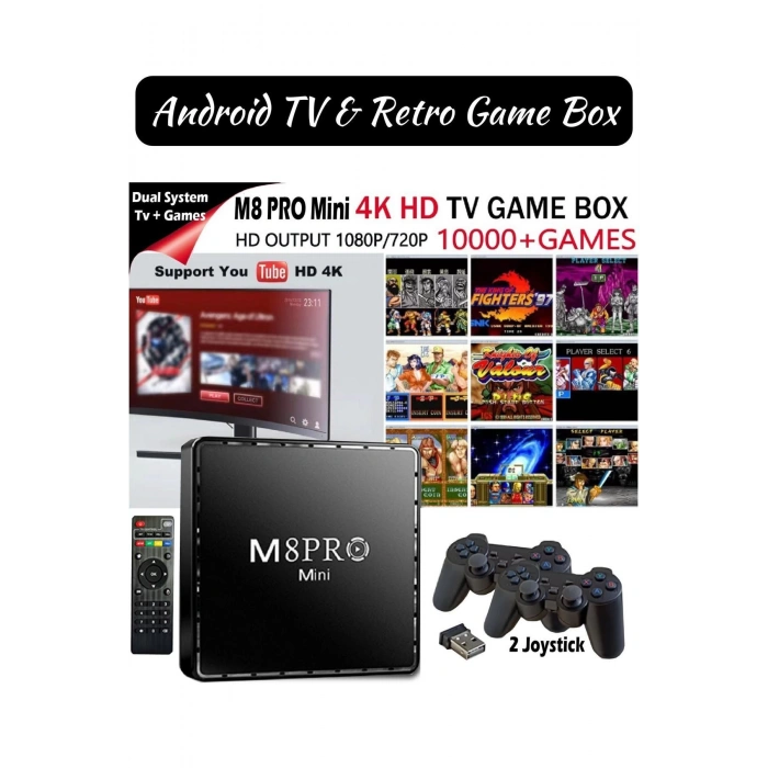 Premium M8 PRO MINI Kablosuz Aile TV Mini Oyun Konsolu Çift Kol 10000 Oyun