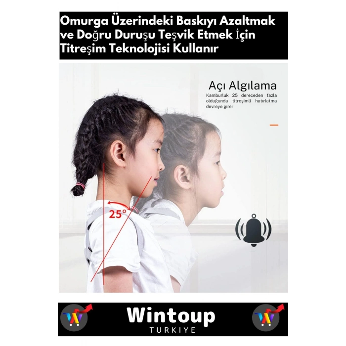 Premium Model Tüm Yaşlar İçin Uygun Sensörlü USB Şarjlı Titreşimli Duruş Bozukluğu Korsesi
