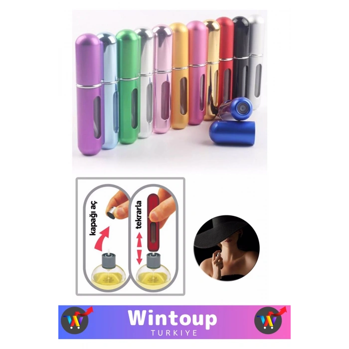 Premium ModelCep Parfümü Doldurulabilir Çanta Boy Tasarım 2 Adet Mini Cep Parfüm Şişesi 5 Ml
