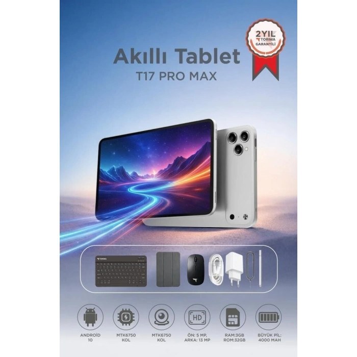 Premium Ofis Sunum Aksesuar Android Tablet Kalem Klavye Mouse T17 Pro Max