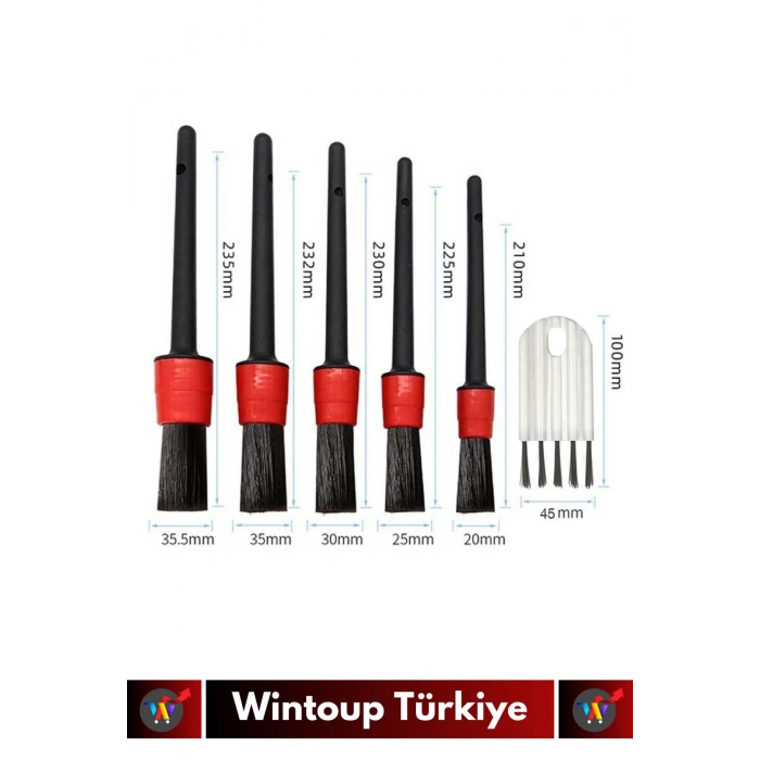 Premium Oto Araç Klima Koltuk Islak Kuru Kullanım Derin Temizlik 5+1 Detaylı Temizlik Fırçası Seti