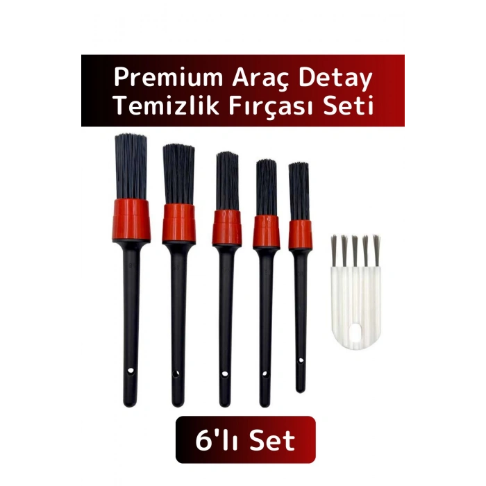 Premium Oto Araç Klima Koltuk Islak Kuru Kullanım Derin Temizlik 5+1 Detaylı Temizlik Fırçası Seti