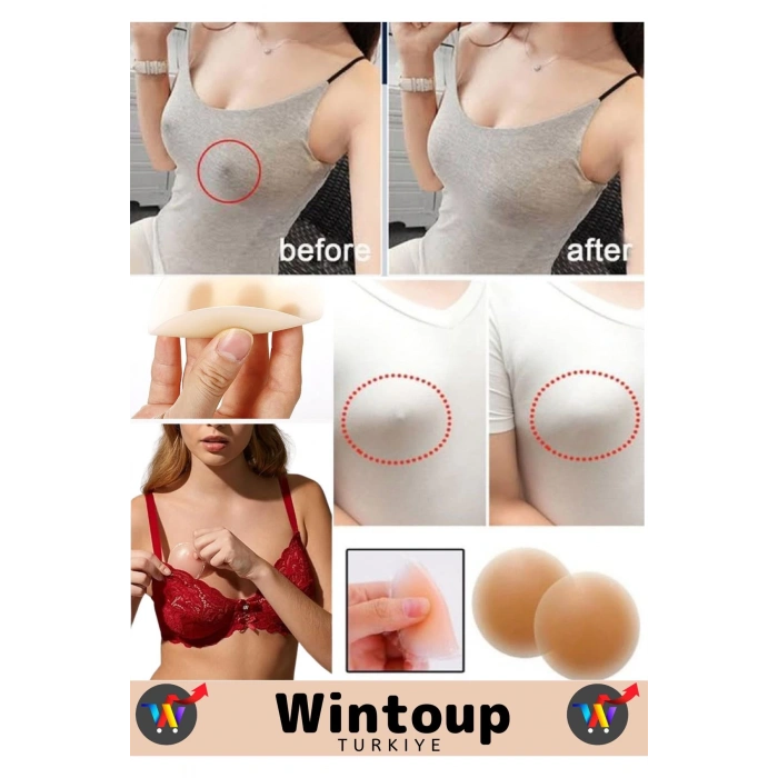 Premium Seri Kadın Ten Meme İç Giyim %100 Silikon Göğüs Ucu Kapatan Gizleyen Ped Nipple Pad 7 Cm
