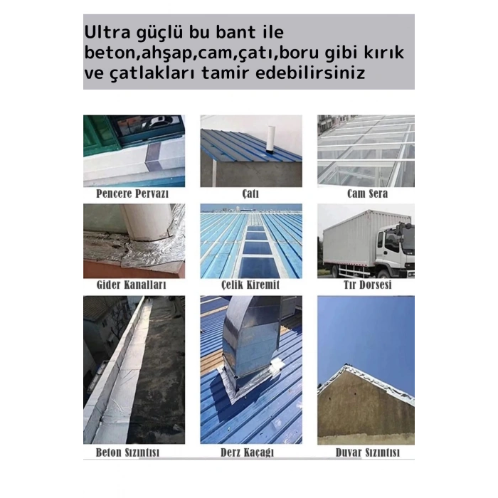 Premium Seri Su Geçirmez Isıya Dayanıklı Alüminyum Ultra Güçlü Tamir Bandı Çamur Bant 3 Adet