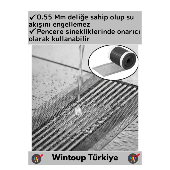 Premium Seri Suya Dayanıklı Gider Süzgeci Sineklik Tamir Kiti Bant 0.55 Mm 12 Cm X 4 Metre 1 Adet