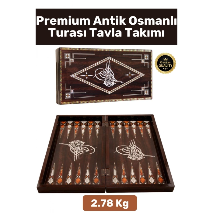 Premium Seri Yüksek Kaliteli Çizilmez Yıpranmaz Mıknatıslı Kapama Antik Osmanlı Turası Tavla Takımı