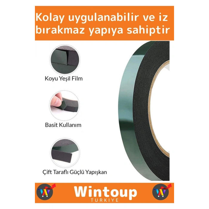 Premium Üretim Ekstra Güçlü İz Bırakmayan Elastik Çift Taraflı Akrilik Köpük Bant 48mm-10Metre 2 Ad