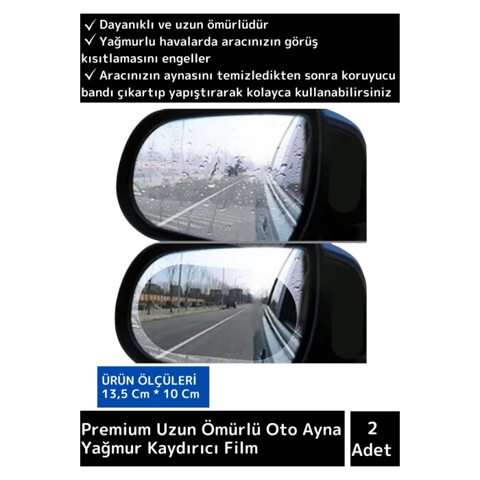 Premium Üretim Uzun Ömürlü Sonbahar Kış Araç Yan Ayna Yağmur Kaydırıcı Film 2 Adet