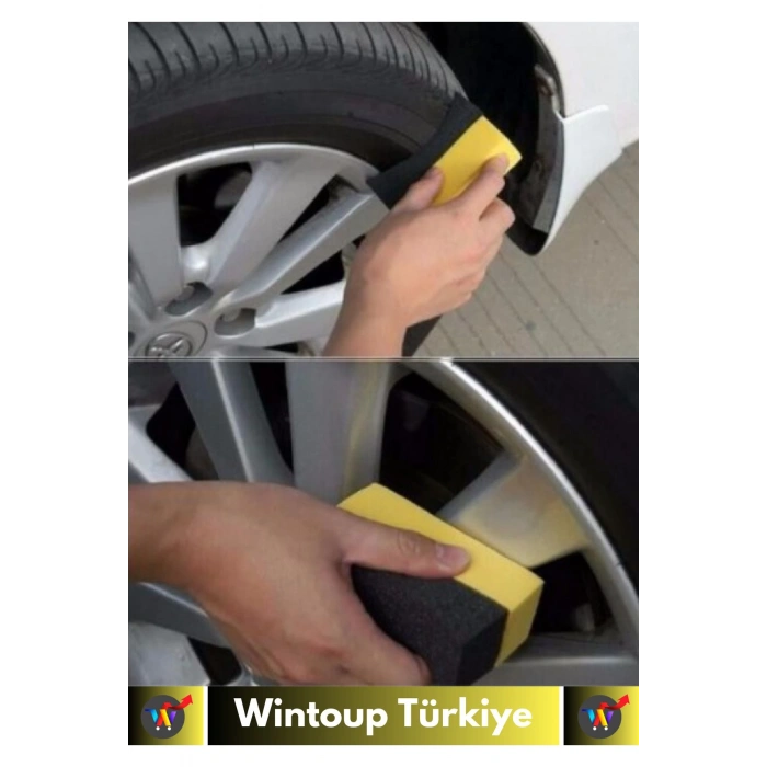 Premium Uzun Ömürlü Ekstra Parlak Oto İç Dış Otomobil Trim Lastik Temizleme Parlatma Süngeri 2 Adet