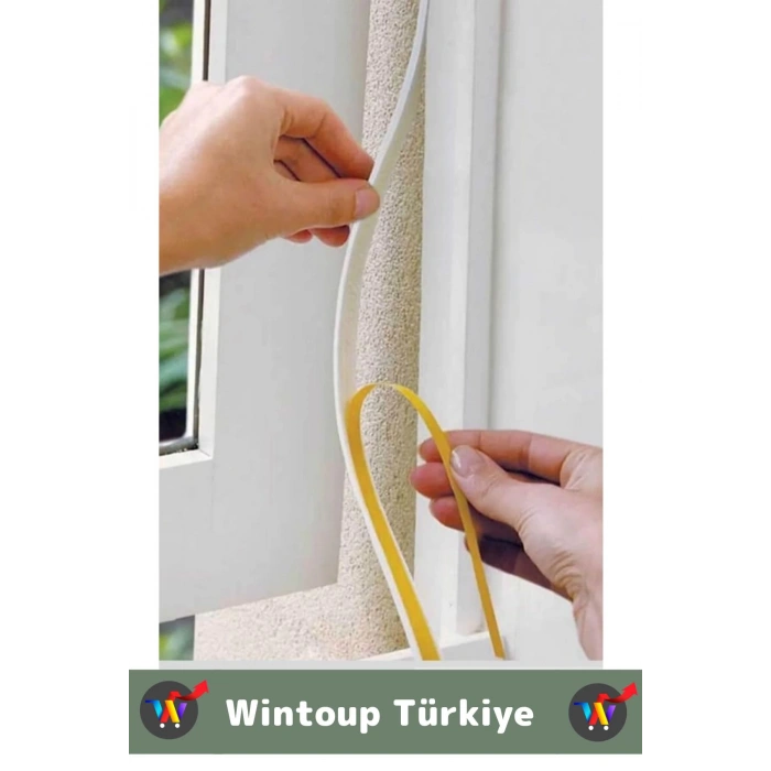 Premium Yapışkanlı Pencere İzolasyon Bantı Rüzgar Soğuk Kesici Cam Yalıtım Süngeri 9 Metre X 10 Adet