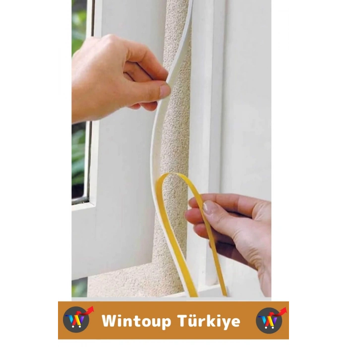Premium Yapışkanlı Pencere İzolasyon Bantı Rüzgar Soğuk Kesici Cam Yalıtım Süngeri 9 Metre X 5 Adet