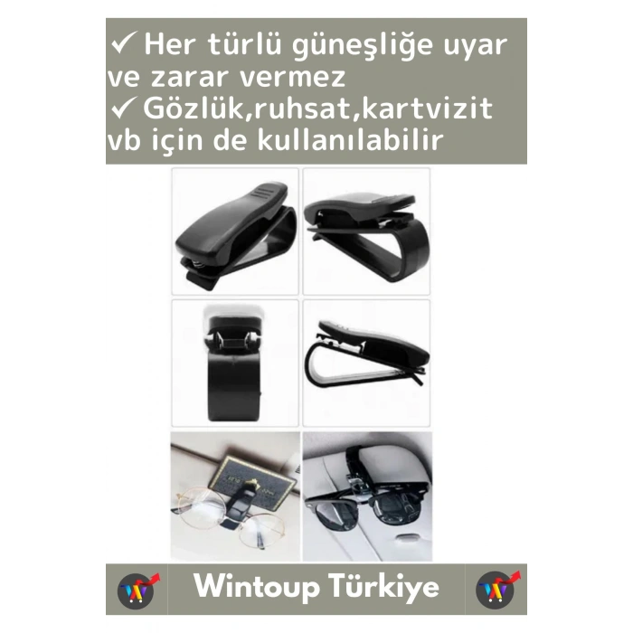 Premium Yüksek Kaliteli Araç İçi Güneşlik Gözlük Ruhsat Kartvizit Tutacağı Klips 5 Adet