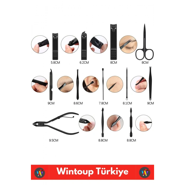 Premium Yüksek Kaliteli Çelik El Yüz Ayak Bakım Çantalı 12 Parça Manikür Pedikür Seti