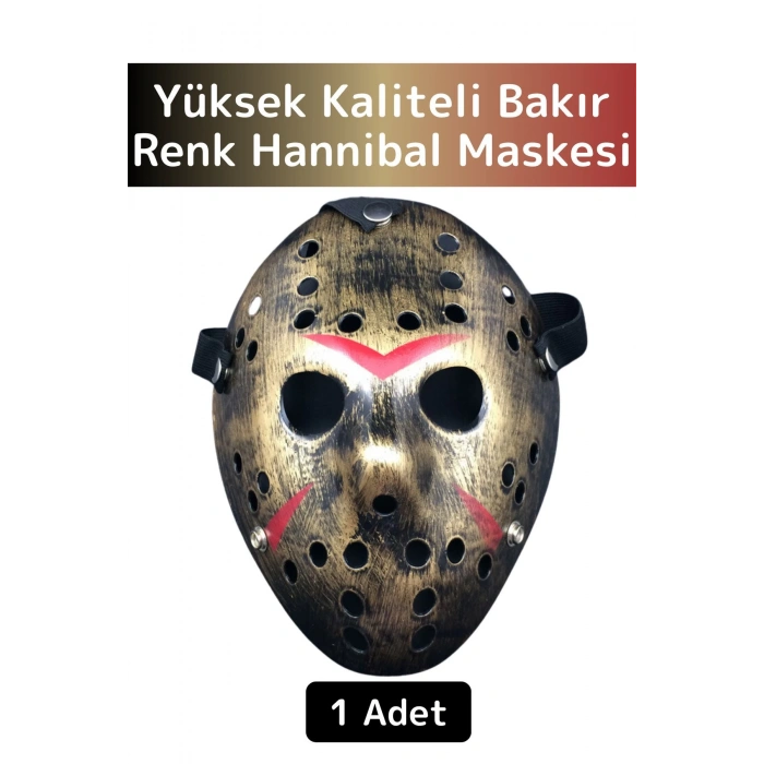 Premium Yüksek Kaliteli Eğlenceli Parti Kostüm Cadılar Bayramı Bakır Renk Hannibal Maskesi 1 Adet