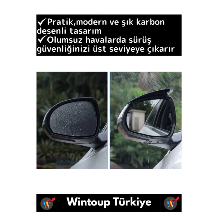 Premium Yüksek Kaliteli Otomobil Ayna Yağmur Koruyucu Karbon Desenli Otomobil Yan Ayna Siper 2 Çift